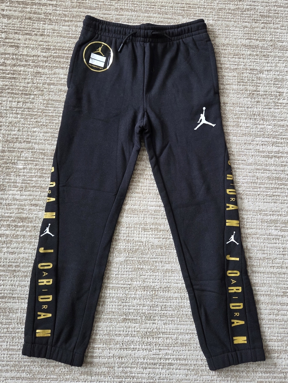 Air Jordan Girls Jogger Sweatpants - Black with Gold